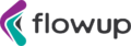 FlowupLogo horizontal, f made of flows opposing, boomerang more than greater than purple teal turquoise logo icon design agency web strategy branding